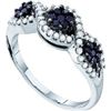 Image 1 : 14KT White Gold 0.50CT BLACK DIAMOND FLOWER BAND