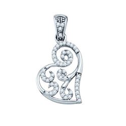 10KT White Gold 0.15CTW DIAMOND HEART PENDANT