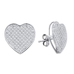10KT White Gold 0.50CTW DIAMOND HEART EARRINGS