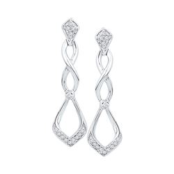 10kt White Gold Womens Round Diamond Cascading Teardrop