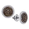 Image 1 : 10KT White Gold 0.55CTW COGNAC DIAMOND MICRO-PAVE EARRI