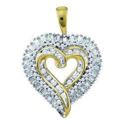 10KT Yellow Gold 0.50CTW ROUND BAGGUETTE DIAMOND HEART