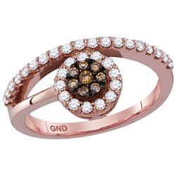 10kt Rose Gold Womens Round Cognac-brown Colored Diamon