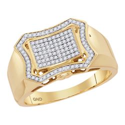 10kt Yellow Gold Mens Round Diamond Curved Octagon Clus