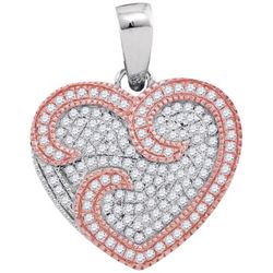 10KT White Gold Two Tone 0.35CTW DIAMOND HEART PENDANT