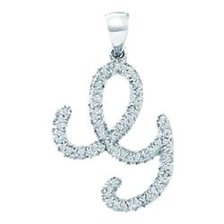 10KT White Gold 0.17CTW-DIAMOND INITIAL-"G" PENDANT