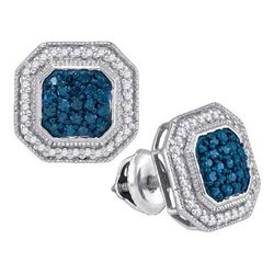 10KT White Gold 0.50CTW BLUE DIAMOND MICRO-PAVE EARRING