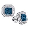 Image 1 : 10KT White Gold 0.50CTW BLUE DIAMOND MICRO-PAVE EARRING
