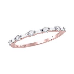 10kt Rose Gold Womens Round Baguette Diamond Stackable