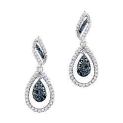 10KT White Gold 0.50CTW BLACK DIAMOND FASHION EARRING