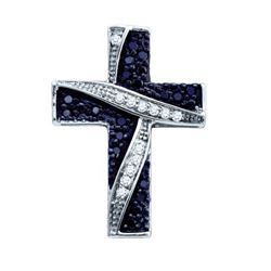 10KT White Gold 0.24CT BLACK DIAMOND CROSS PENDANT