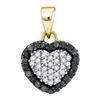 Image 1 : 14K Yellow-gold 0.33CTW BLACK DIAMOND MICRO-PAVE PENDAN