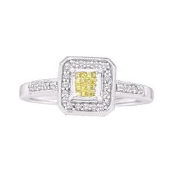 14KT White Gold 0.25CTW DIAMOND LADIES RING WITH YELLOW