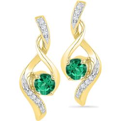 10kt Yellow Gold Womens Round Lab-Created Emerald Solit