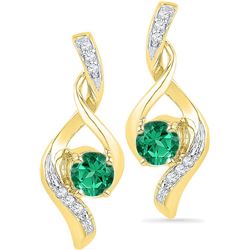 10kt Yellow Gold Womens Round Lab-Created Emerald Solit