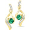 10kt Yellow Gold Womens Round Lab-Created Emerald Solit