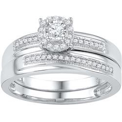 10k White Gold Womens Natural Round Diamond Bridal Wedd