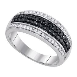 10K White-gold 0.50CTW BLACK DIAMOND MICRO-PAVE RING