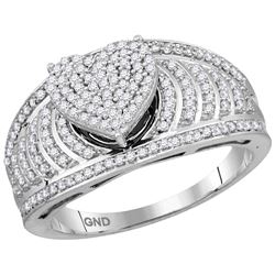 10kt White Gold Womens Round Natural Diamond Elevated H