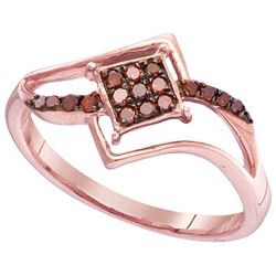 10KT Rose Gold 0.15CTW RED DIAMOND FASHION RING