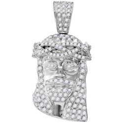 10KT White Gold 0.75CTW-Diamond JESUS PENDANT