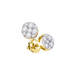 14kt Yellow Gold Womens Round Diamond Flower Cluster St