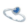 Image 1 : 10KT White Gold 0.09CTW BLUE DIAMOND MICRO PAVE RING
