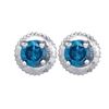 10KT White Gold 0.25CTW DIAMOND BLUE STUD