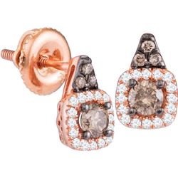 14kt Rose Gold Womens Round Cognac-brown Colored Diamon