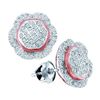 10KT White Gold 0.35CTW DIAMOND FLOWER MICRO PAVE EARRI