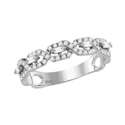 14kt White Gold Womens Round Diamond Twist Stackable Ba