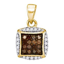 10K Yellow-gold 0.25CTW COGNAC DIAMOND MICRO-PAVE PENDA