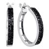 10KT White Gold 0.55CTW-BLACK DIAMOND HOOPS