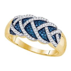 10KT Yellow Gold 0.40CTW BLUE DIAMOND MICRO-PAVE RING