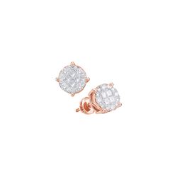 14kt Rose Gold Womens Princess Round Diamond Soleil Clu