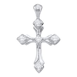 10KT White Gold 0.10CTW DIAMOND CROSS PENDANT