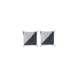 Unisex 10K White Gold Blue Enhanced Diamond Kite Stud E