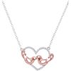 10kt White Gold Womens Round Diamond Heart Rose-tone Lo