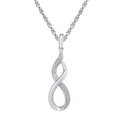 Sterling Silver Womens Round Diamond Vertical Infinity