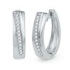 Image 1 : 10KT White Gold 0.16CTW DIAMOND HOOPS EARRING