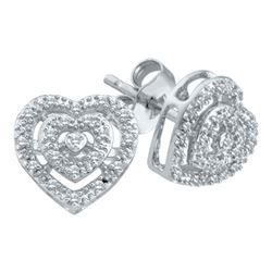 10KT White Gold 0.08CTW DIAMOND HEART EARRINGS