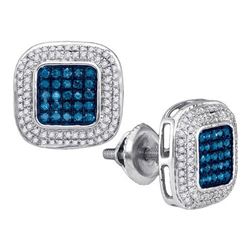 10KT White Gold 0.50CTW BLUE DIAMOND MICRO-PAVE EARRING