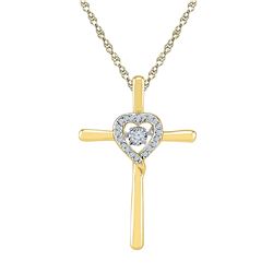 10kt Yellow Gold Womens Round Diamond Solitaire Cross H