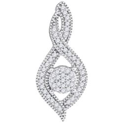 10KT White Gold 0.15CTW-Diamond MICRO-PAVE PENDANT