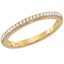 10kt Yellow Gold Womens Round Diamond Single Row Stacka