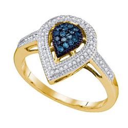 10KT Yellow Gold 0.25CTW BLUE DIAMOND LADIES FASHION RI
