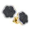 Image 1 : 10K Yellow-gold 0.50CTW BLACK DIAMOND MICRO-PAVE EARRIN