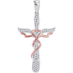 10KT White Gold Two Tone 0.15CTW-Diamond CROSS PENDANT