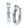 Image 1 : 10KT White Gold 0.06CTW DIAMOND MICRO PAVE HOOPS