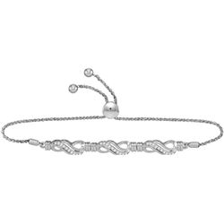 10kt White Gold Womens Round Natural Diamond Crossover
